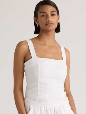 Quince 100% European Linen Top In White XL New In Bag